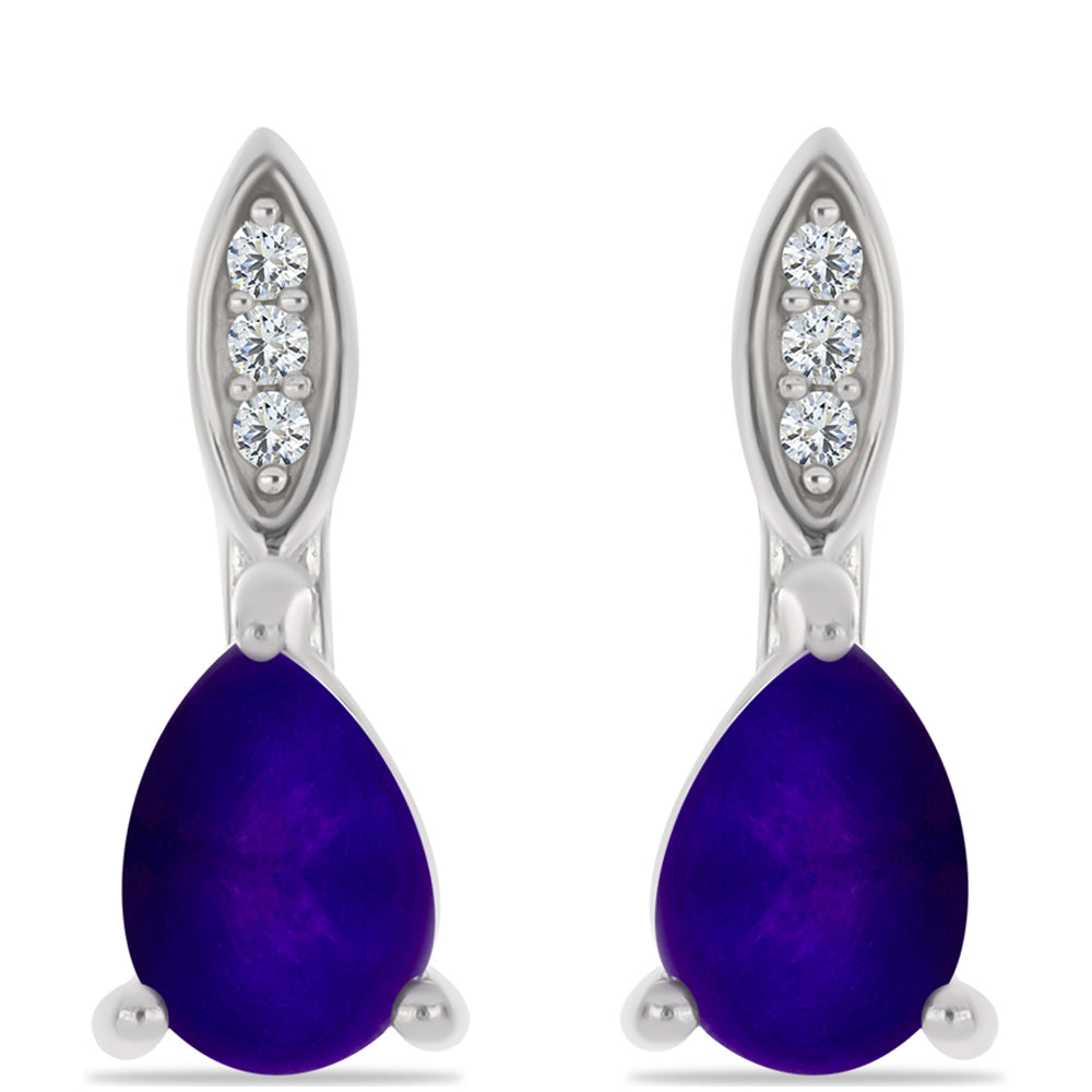 Pendientes de Plata con Jade Púrpura y Topacio Blanco