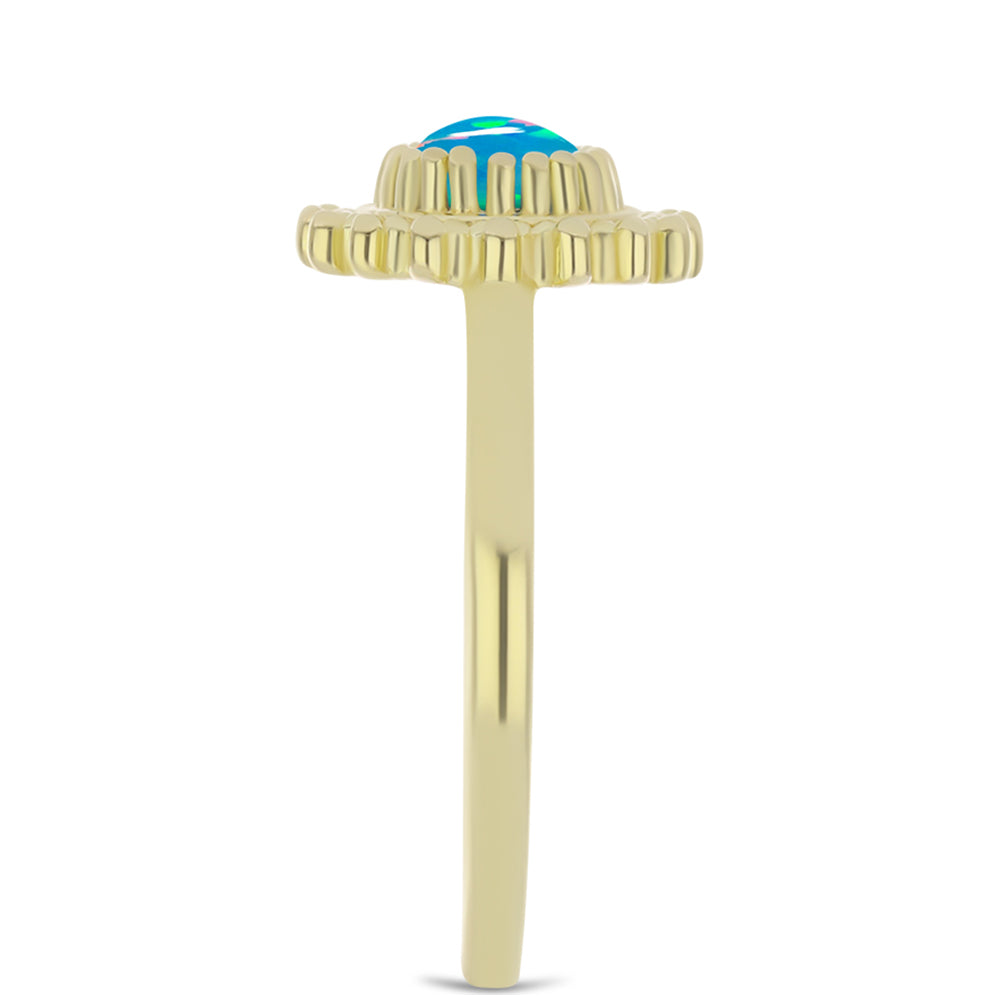 Anillo de Plata Bañada en Oro con Ópalo Azul Paraiba de Etiopía