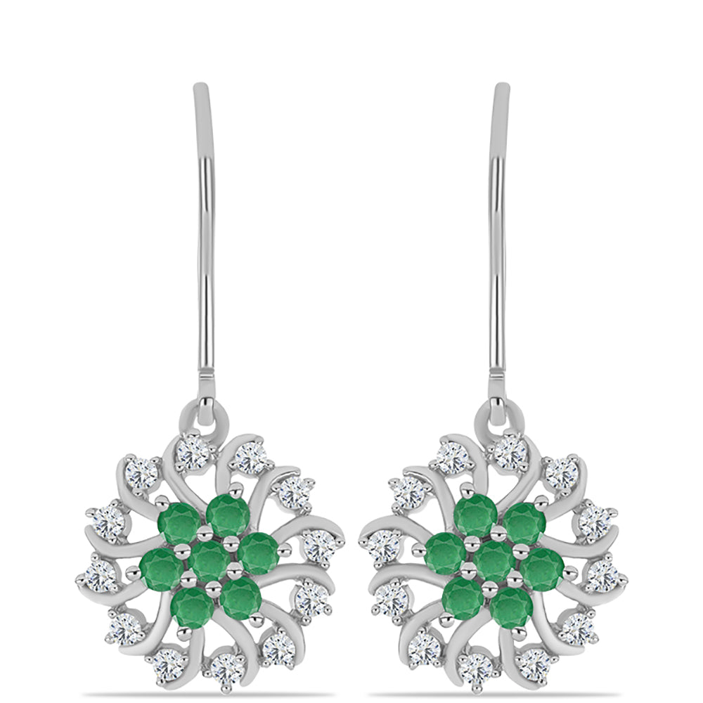 Pendientes de Plata con Esmeralda de Brasil y Topacio Blanco
