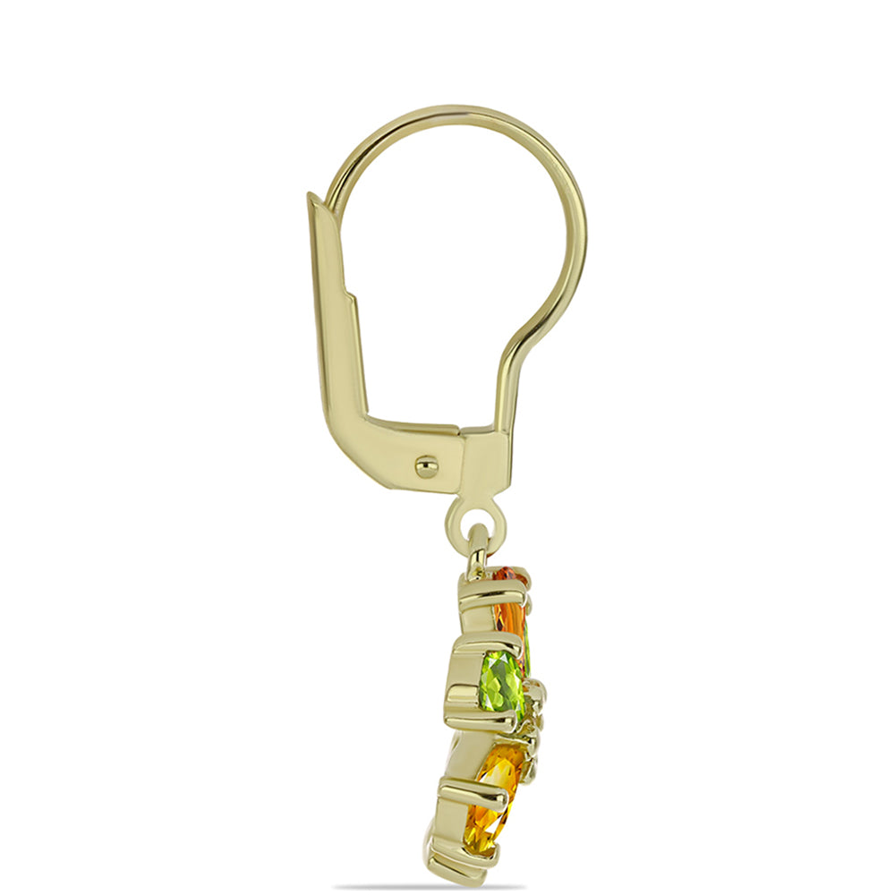 Pendientes de Plata Bañada en Oro con Zafiro Arco Iris Rosebery y Topacio Blanco