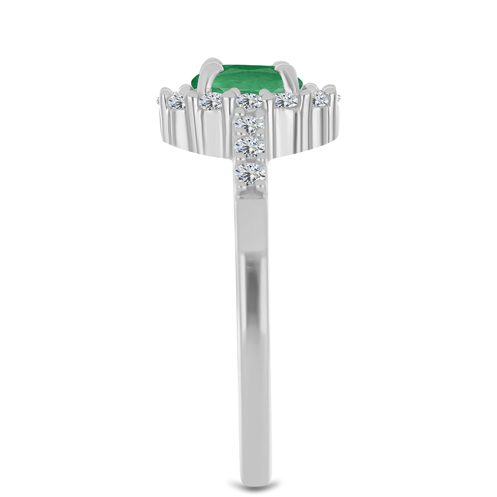 Anillo de Plata con Esmeralda de Brasil y Topacio Blanco
