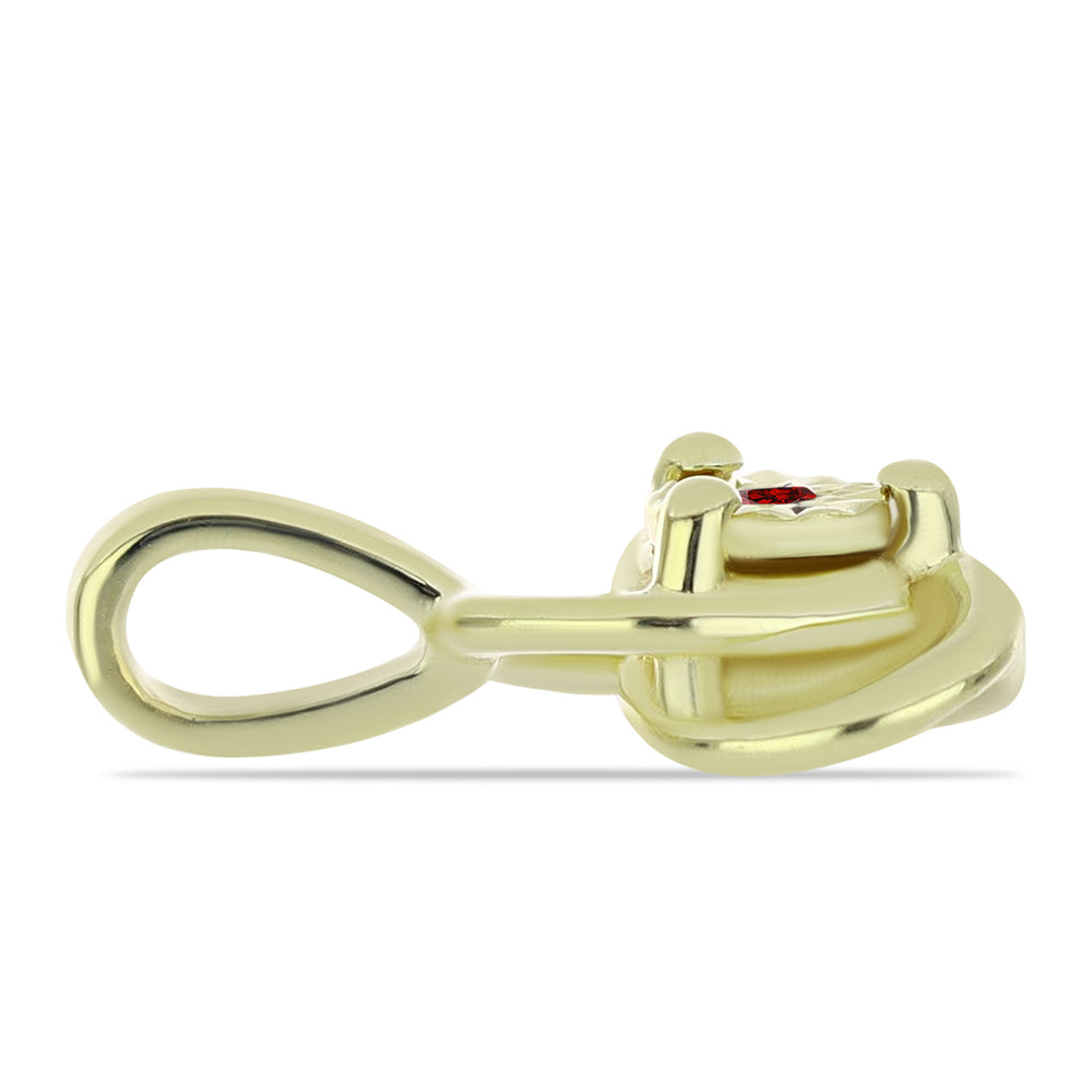 Conjunto de Plata Bañada en Oro con Diamante Rojo ( Pendientes +Anillo +Colgante )