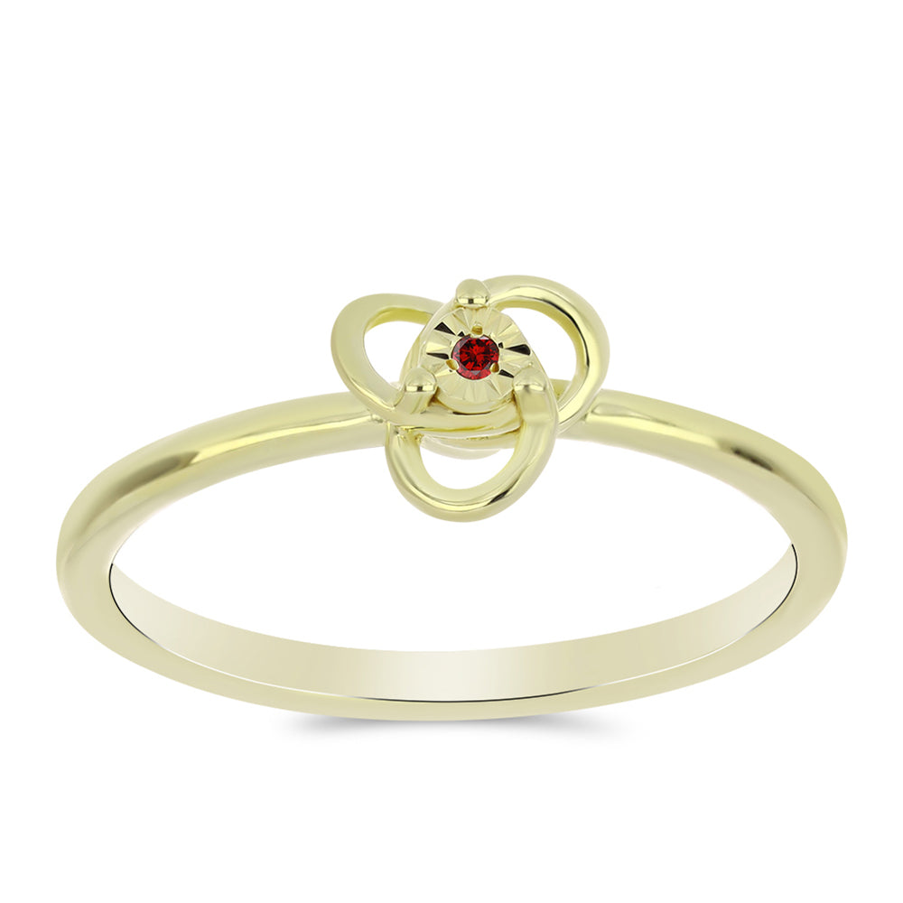 Conjunto de Plata Bañada en Oro con Diamante Rojo ( Pendientes +Anillo +Colgante )