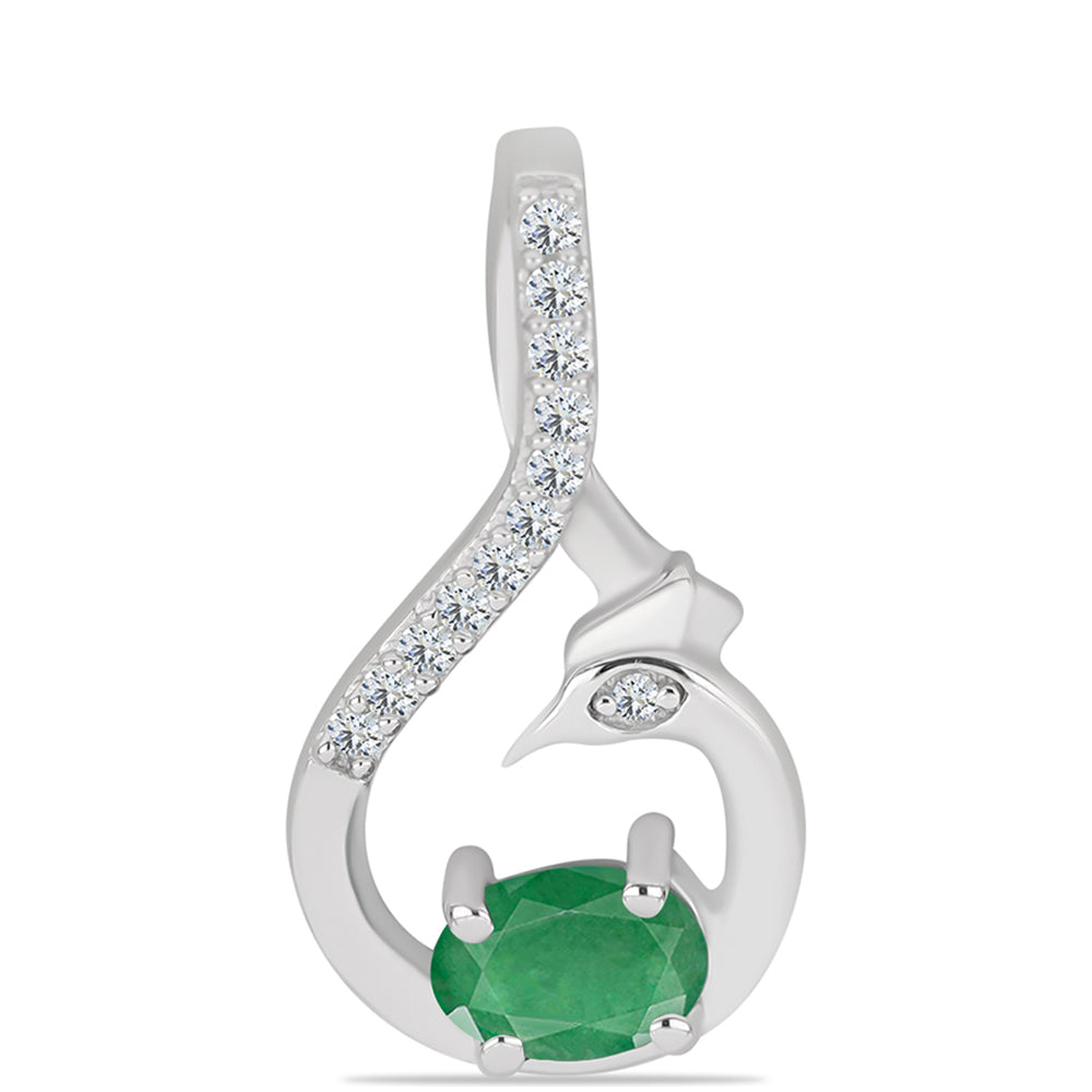 Colgante de Plata con Esmeralda de Brasil y Topacio Blanco