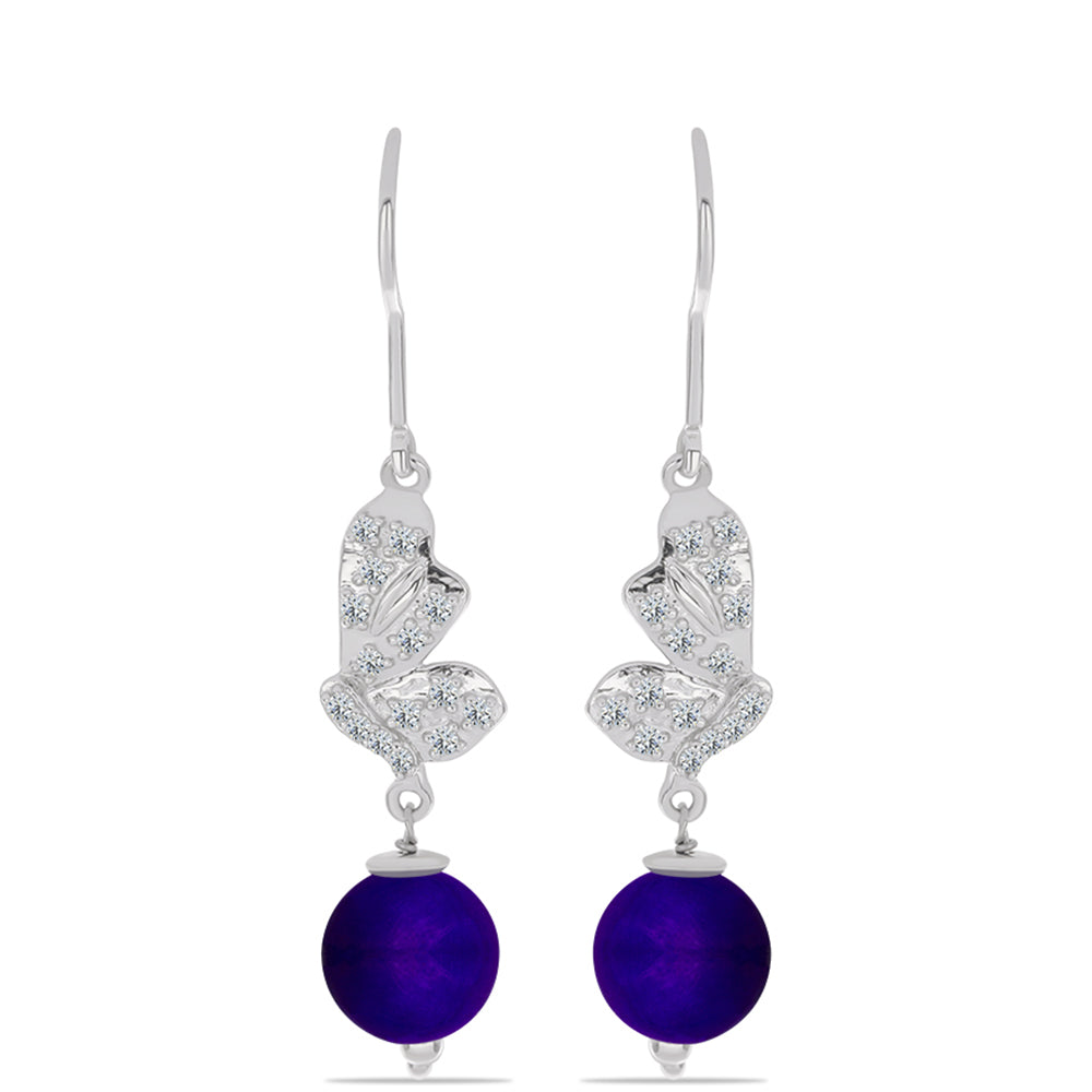 Pendientes de Plata con Jade Púrpura y Topacio Blanco