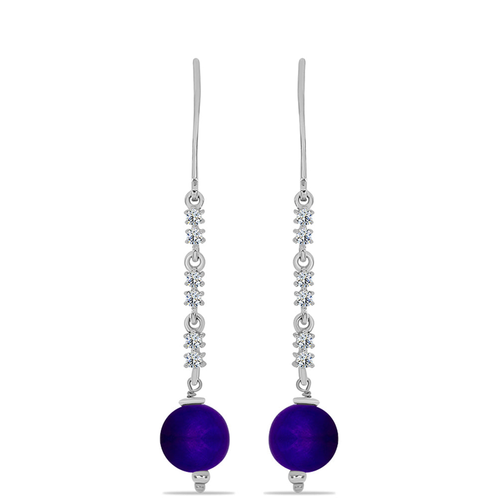 Pendientes de Plata con Jade Púrpura y Topacio Blanco