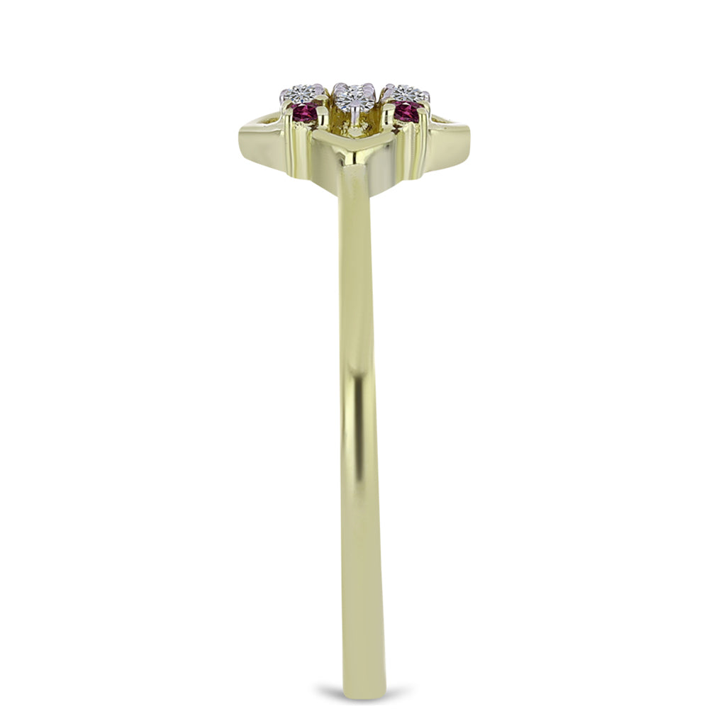 Anillo de Plata Bañada en Oro con Diamante Púrpura y Diamante blanco