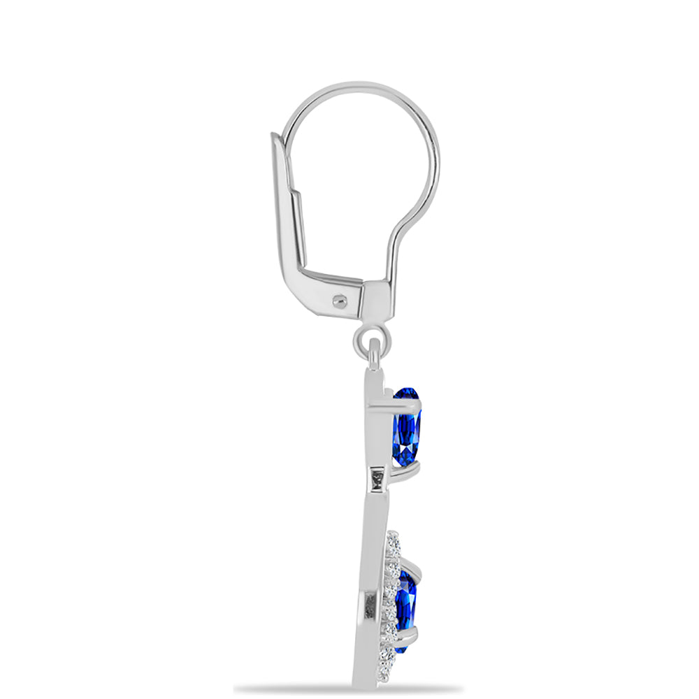 Pendientes de Plata con Zafiro Azul Australiano y Topacio Blanco
