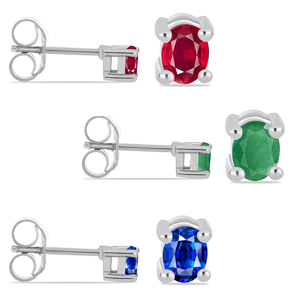 Conjunto de Plata con Rubí de Madagascar y Esmeralda de Brasil ( Pendientes )
