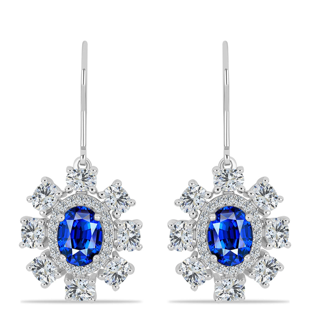 Pendientes de Plata con Zafiro Azul Australiano y Topacio Blanco