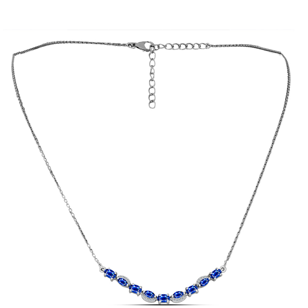 Collar de Plata con Zafiro Azul Australiano y Topacio Blanco