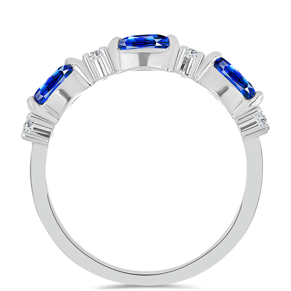 Anillo de Plata con Zafiro Azul Australiano y Topacio Blanco