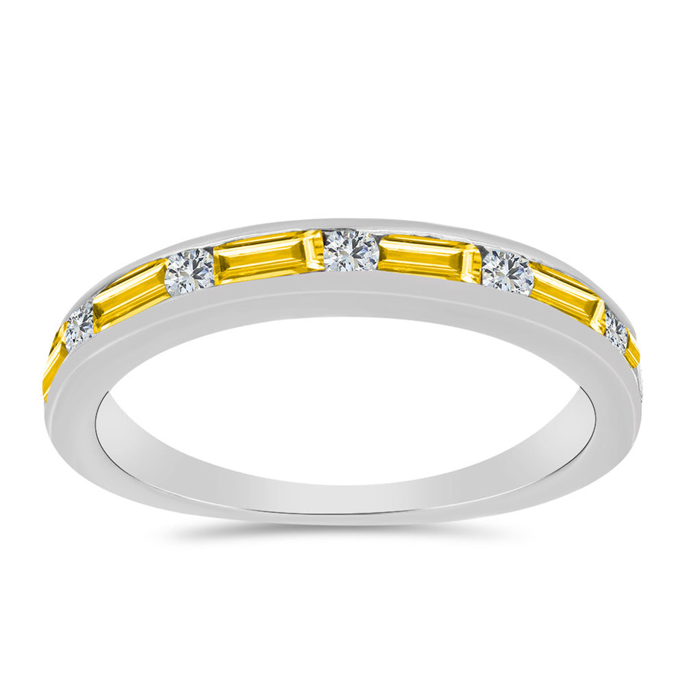 Anillo de Plata con Citrino de los Montes Urales y Topacio Blanco