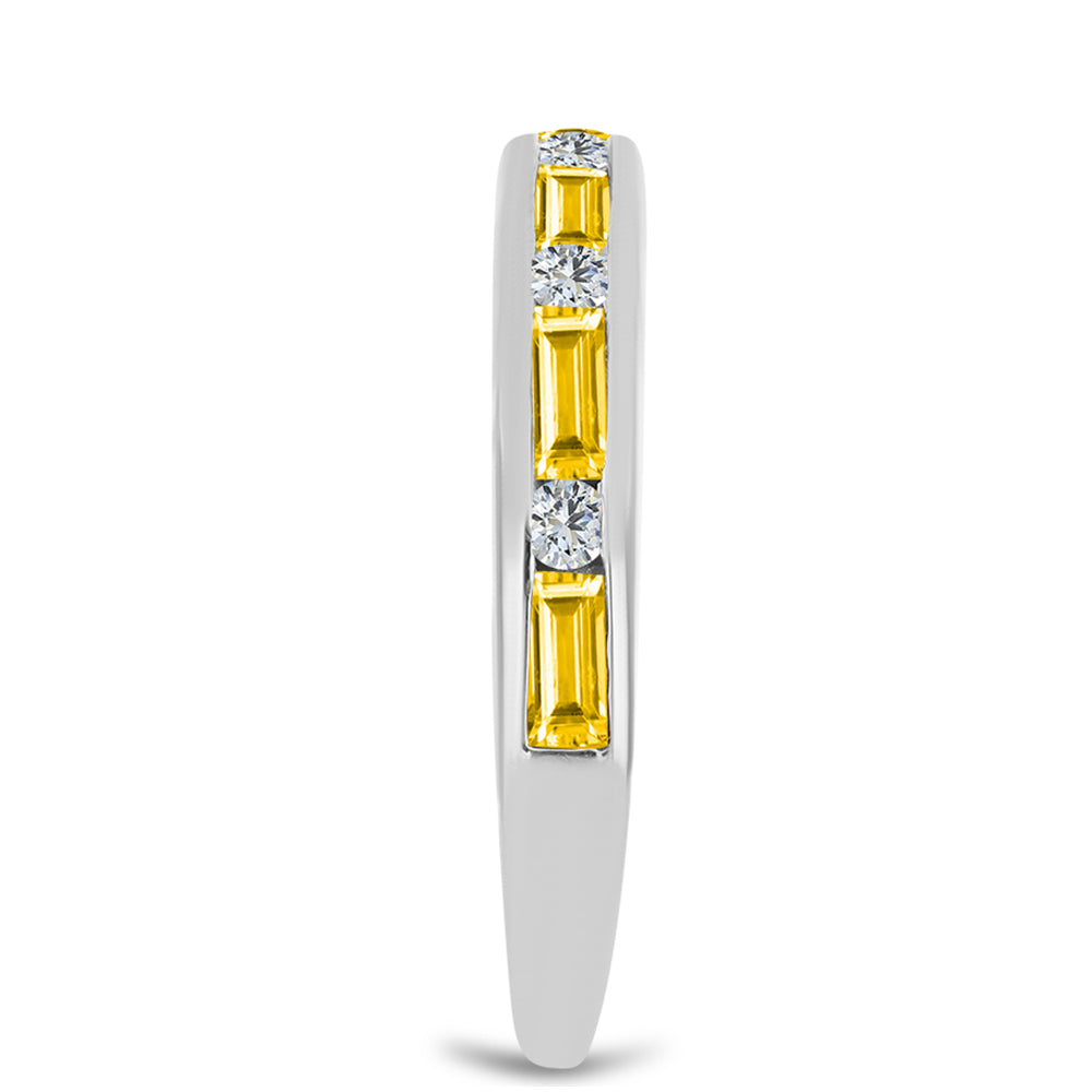 Anillo de Plata con Citrino de los Montes Urales y Topacio Blanco