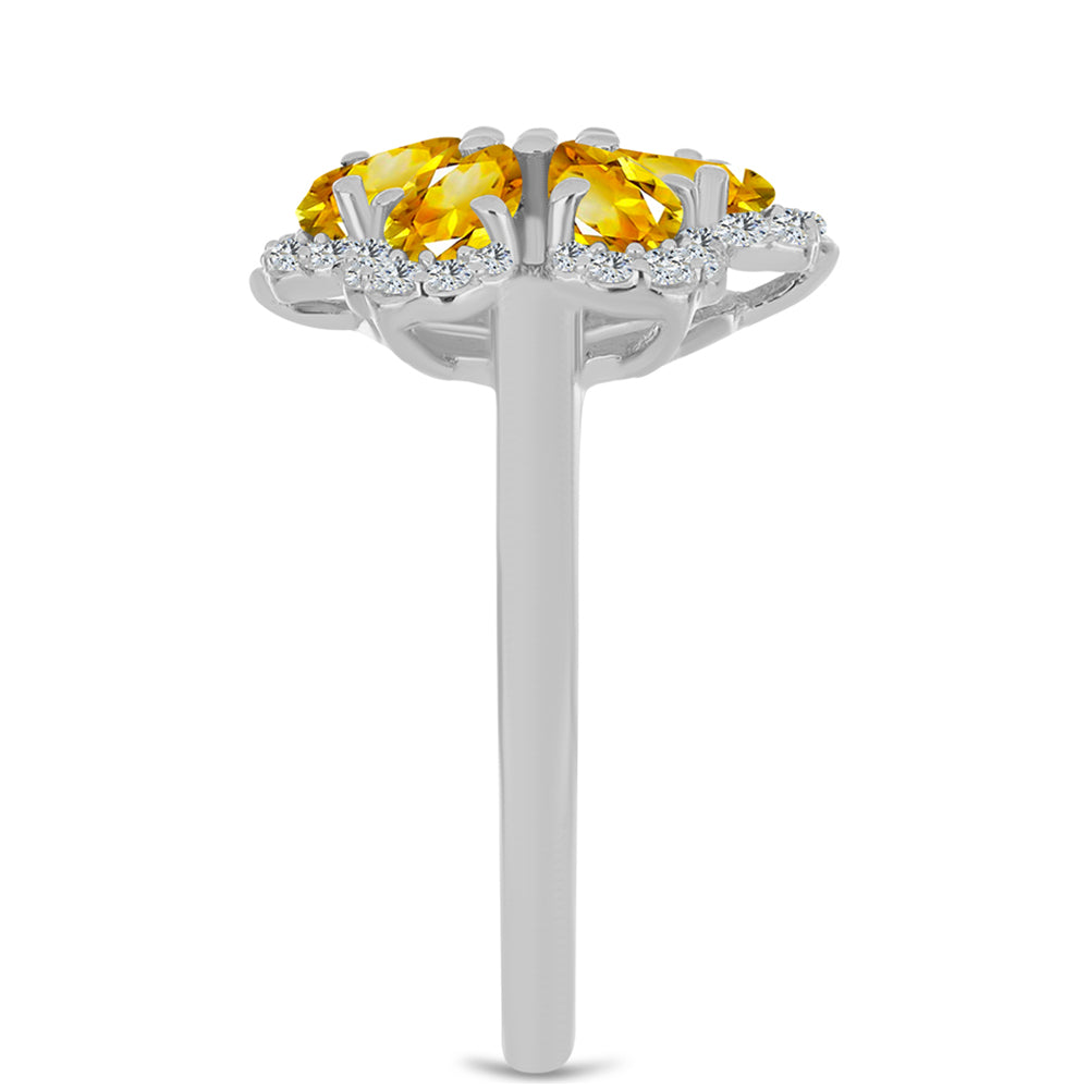 Anillo de Plata con Citrino de los Montes Urales y Topacio Blanco