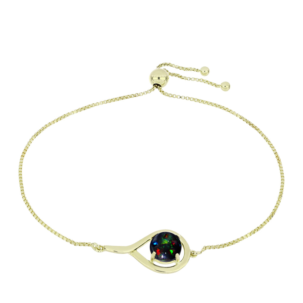 Pulsera de Plata Bañada en Oro con Ópalo negro medianoche Lega Dembi de Ëtiopía