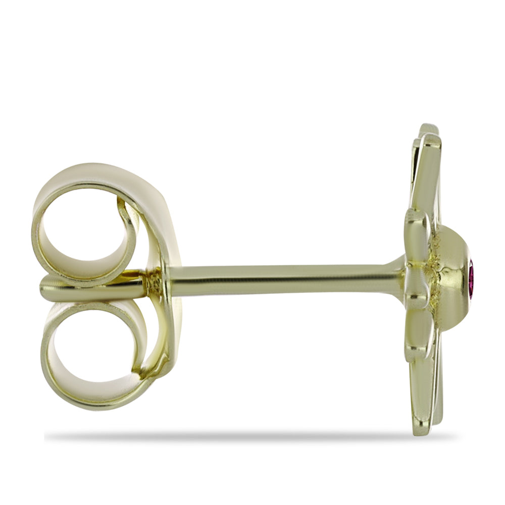 Pendientes de Plata Bañada en Oro con Diamante Púrpura