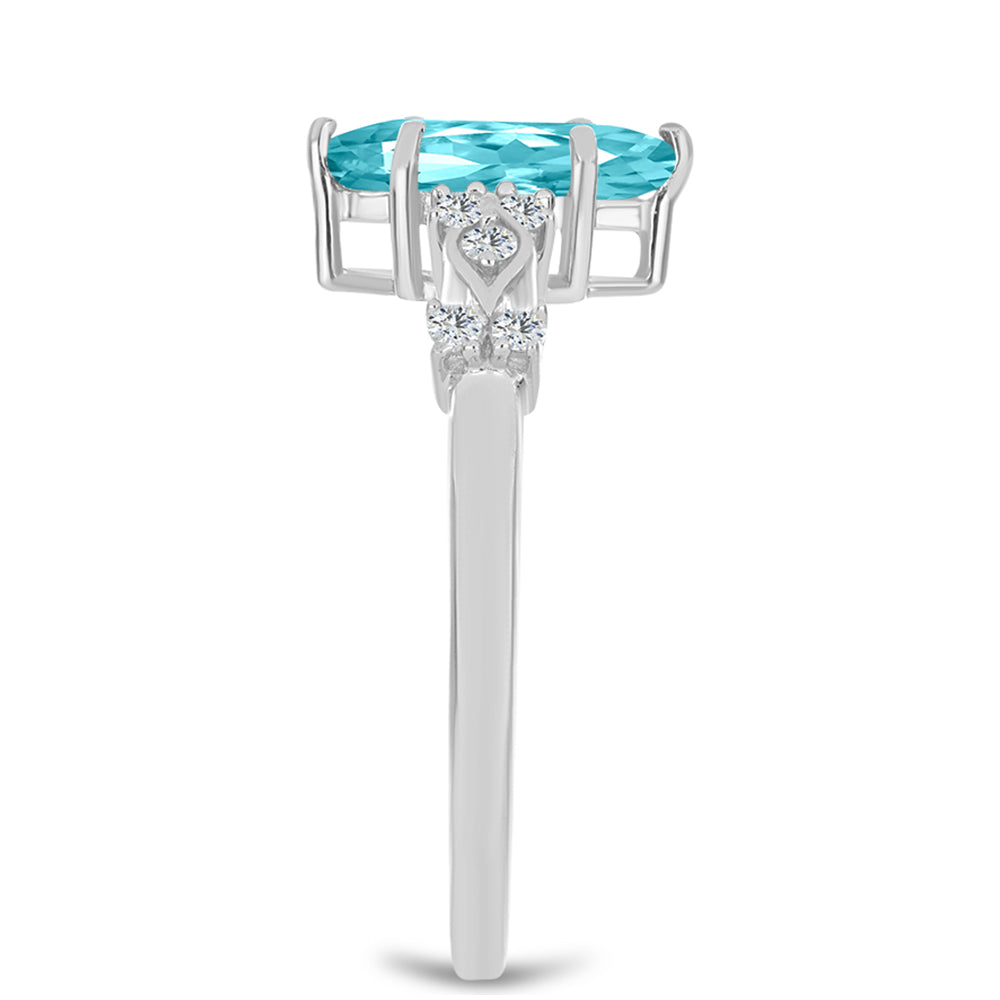 Anillo de Plata con Cuarzo Paraiba y Topacio Blanco
