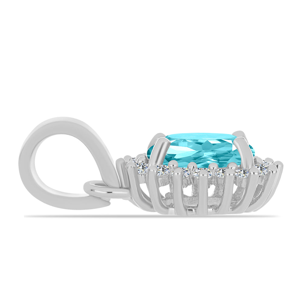 Colgante de Plata con Cuarzo Paraiba y Topacio Blanco