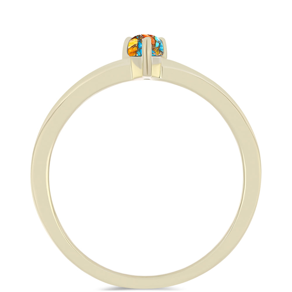 Anillo de Plata Bañada en Oro con Turquesa Ostra