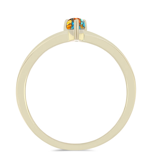 Anillo de Plata Bañada en Oro con Turquesa Ostra