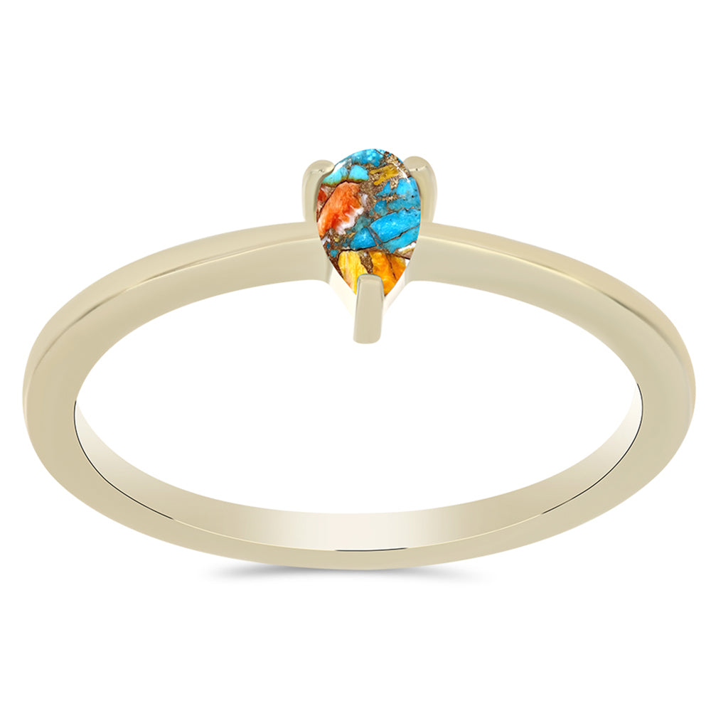 Anillo de Plata Bañada en Oro con Turquesa Ostra