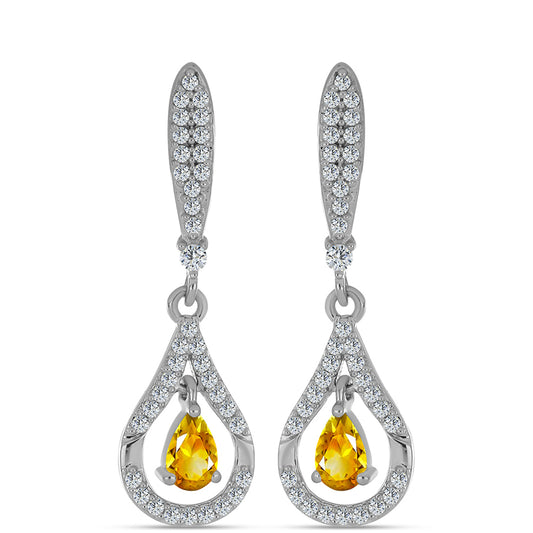 Pendientes de Plata con Citrino de los Montes Urales y Topacio Blanco