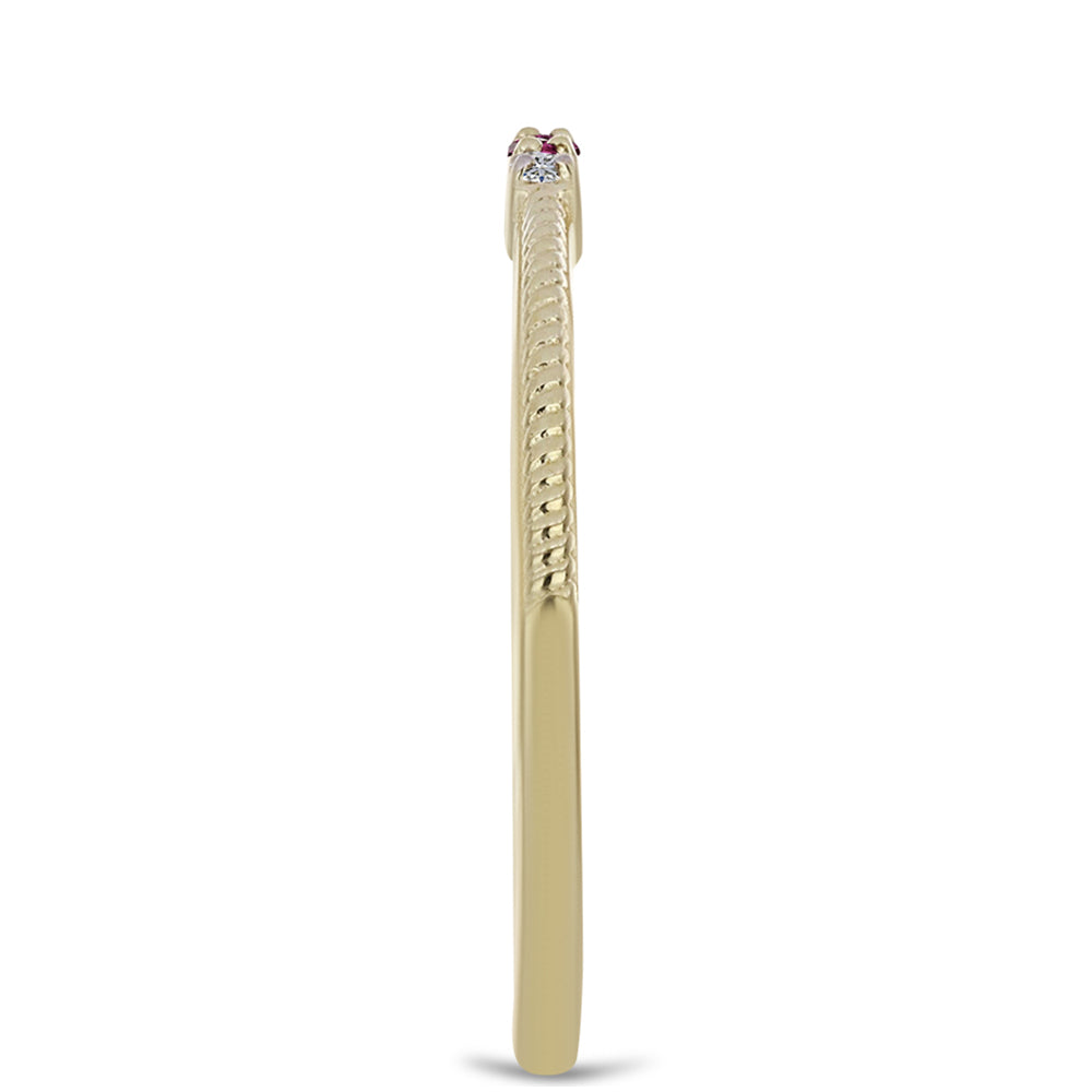 Anillo de Plata Bañada en Oro con Diamante Púrpura y Diamante blanco