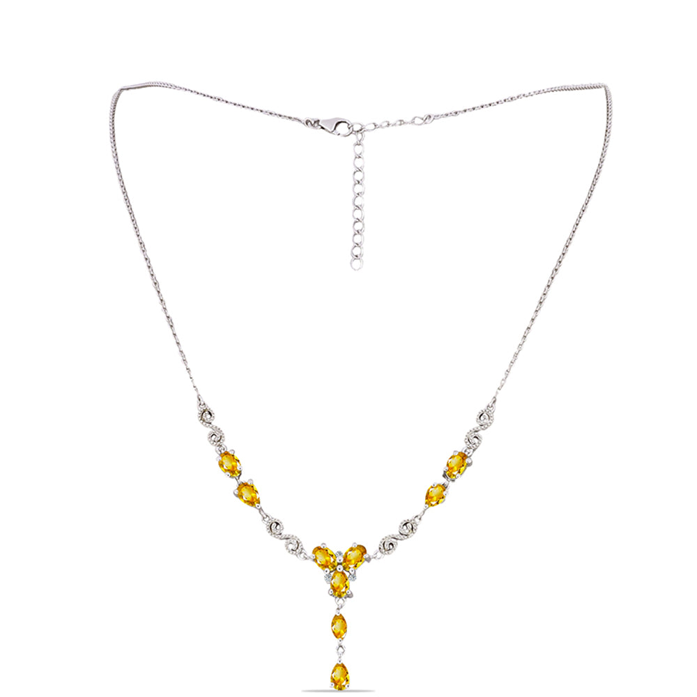 Collar de Plata con Citrino de los Montes Urales y Topacio Blanco