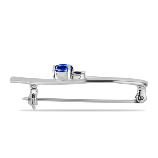 Broche de Plata con Zafiro Azul Australiano y Topacio Blanco