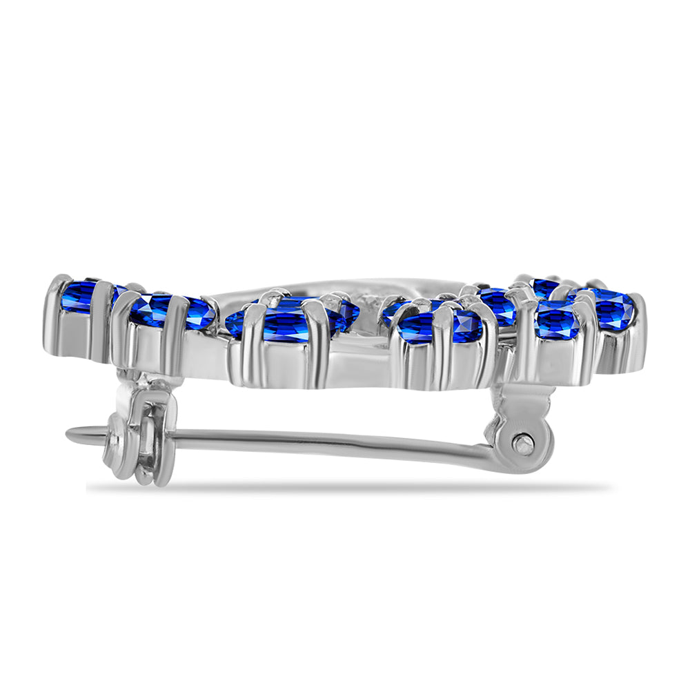 Broche de Plata con Zafiro Azul Australiano y Topacio Blanco