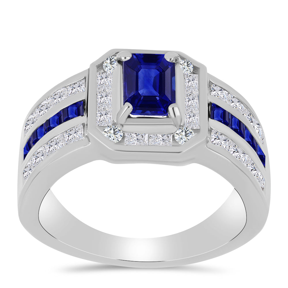 Anillo de Plata con Zafiro Azul Australiano y Topacio Blanco