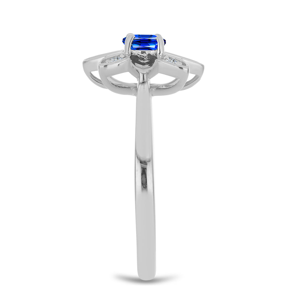 Anillo de Plata con Zafiro Azul Australiano y Topacio Blanco