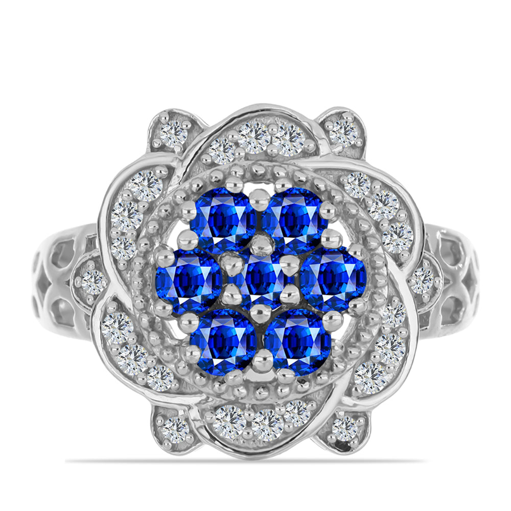 Anillo de Plata con Zafiro Azul Australiano y Topacio Blanco
