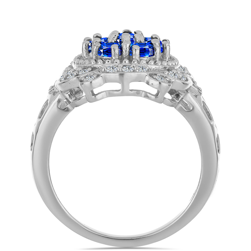 Anillo de Plata con Zafiro Azul Australiano y Topacio Blanco