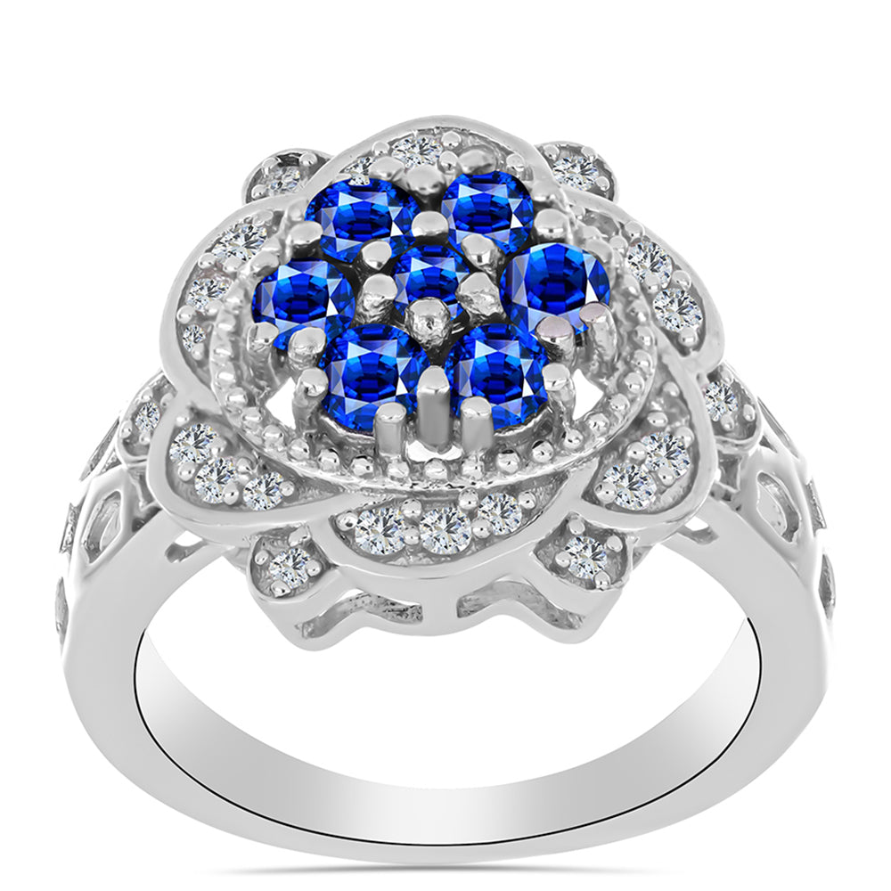 Anillo de Plata con Zafiro Azul Australiano y Topacio Blanco