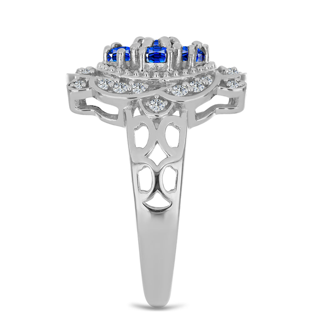 Anillo de Plata con Zafiro Azul Australiano y Topacio Blanco