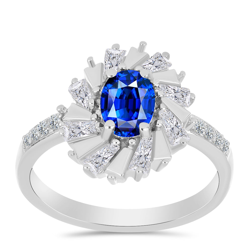 Anillo de Plata con Zafiro Azul Australiano y Zircón Blanco
