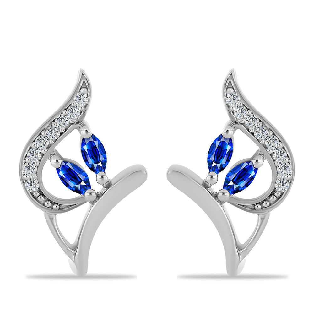 Pendientes de Plata con Zafiro Azul Australiano y Topacio Blanco