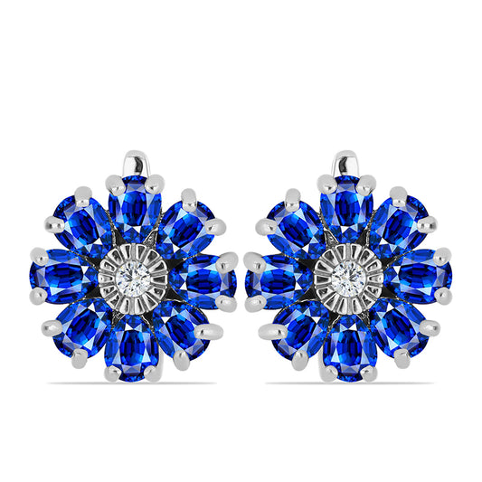 Pendientes de Plata con Zafiro Azul Australiano y Topacio Blanco