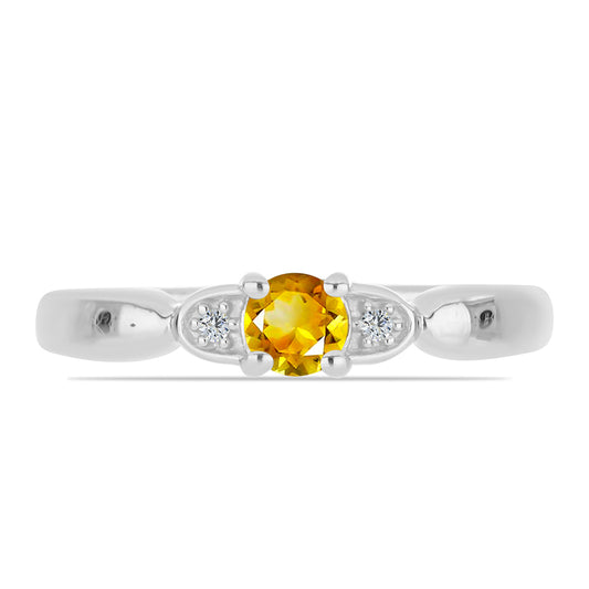 Anillo de Plata con Citrino de los Montes Urales y Topacio Blanco