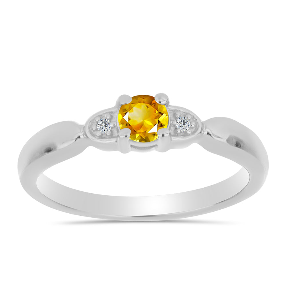 Anillo de Plata con Citrino de los Montes Urales y Topacio Blanco