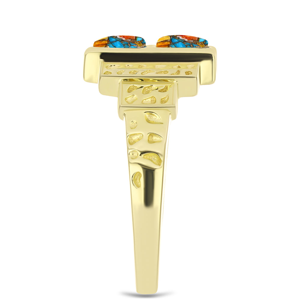 Anillo de Plata Bañada en Oro con Turquesa Ostra