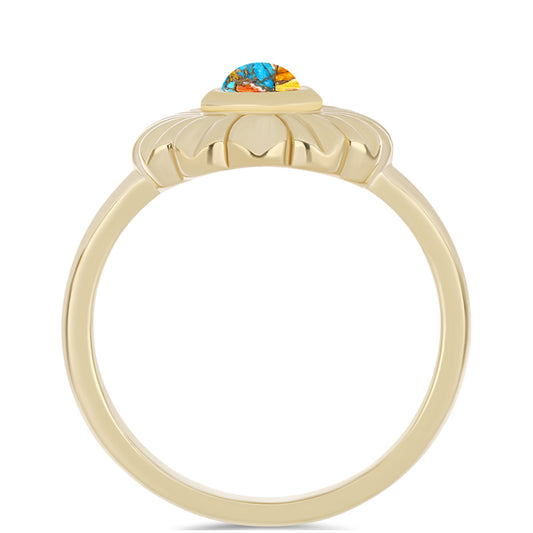 Anillo de Plata Bañada en Oro con Turquesa Ostra