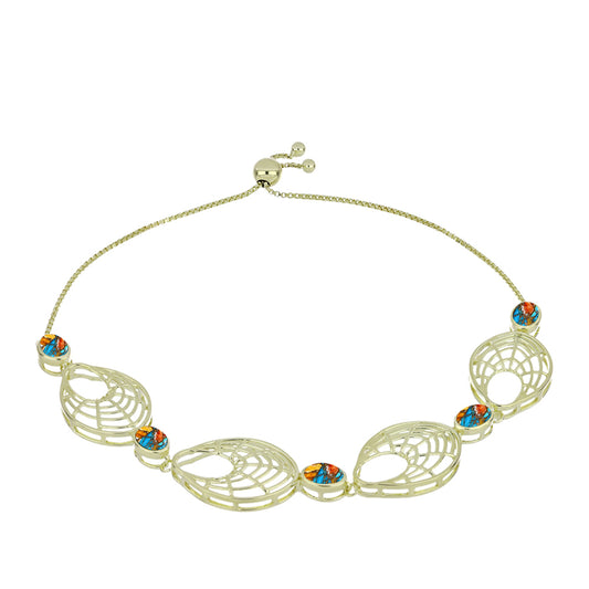 Pulsera de Plata Bañada en Oro con Turquesa Ostra