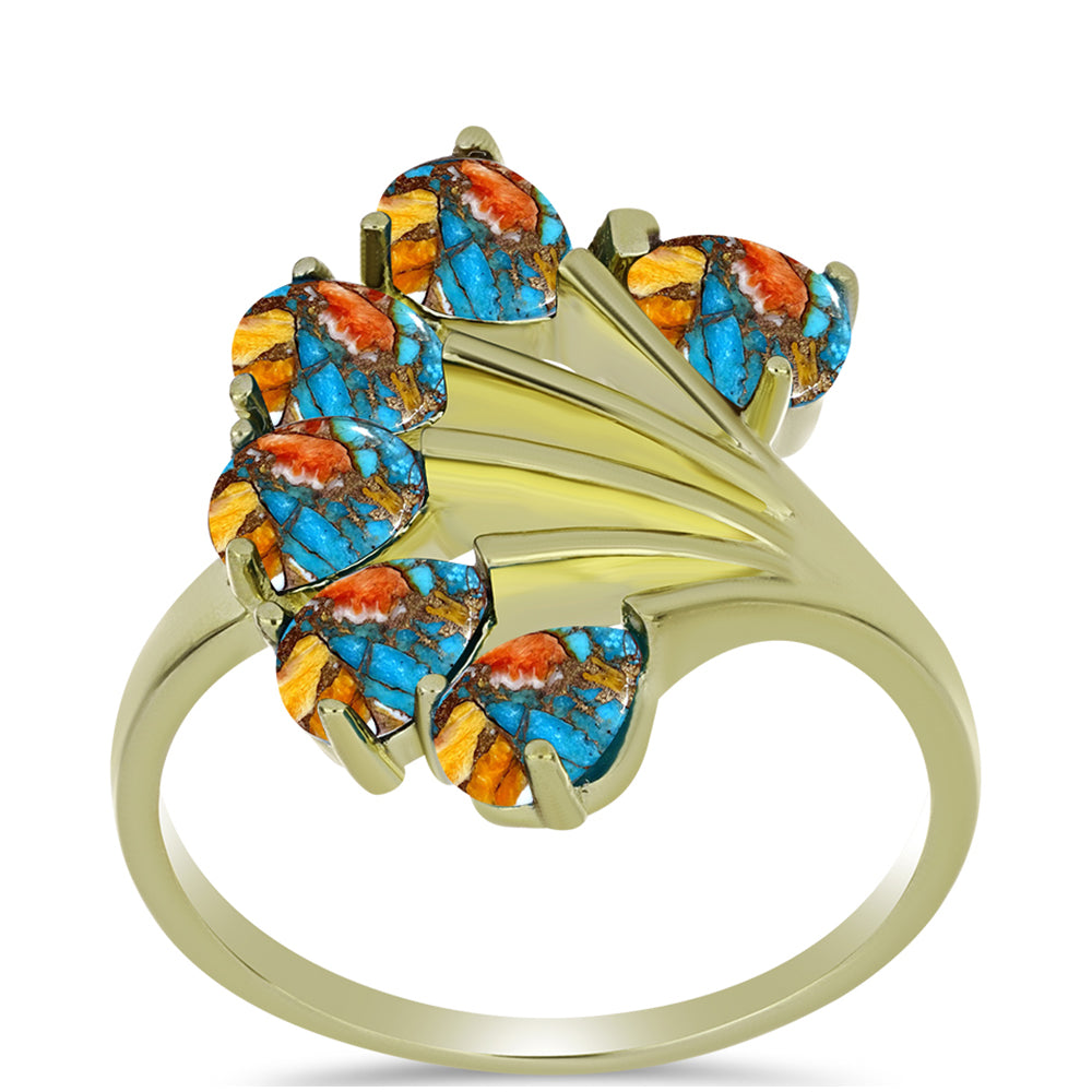 Anillo de Plata Bañada en Oro con Turquesa Ostra