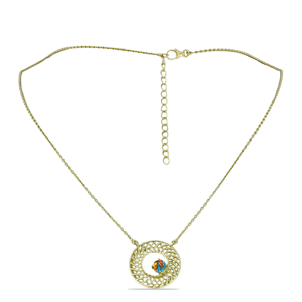 Collar de Plata Bañada en Oro con Turquesa Ostra