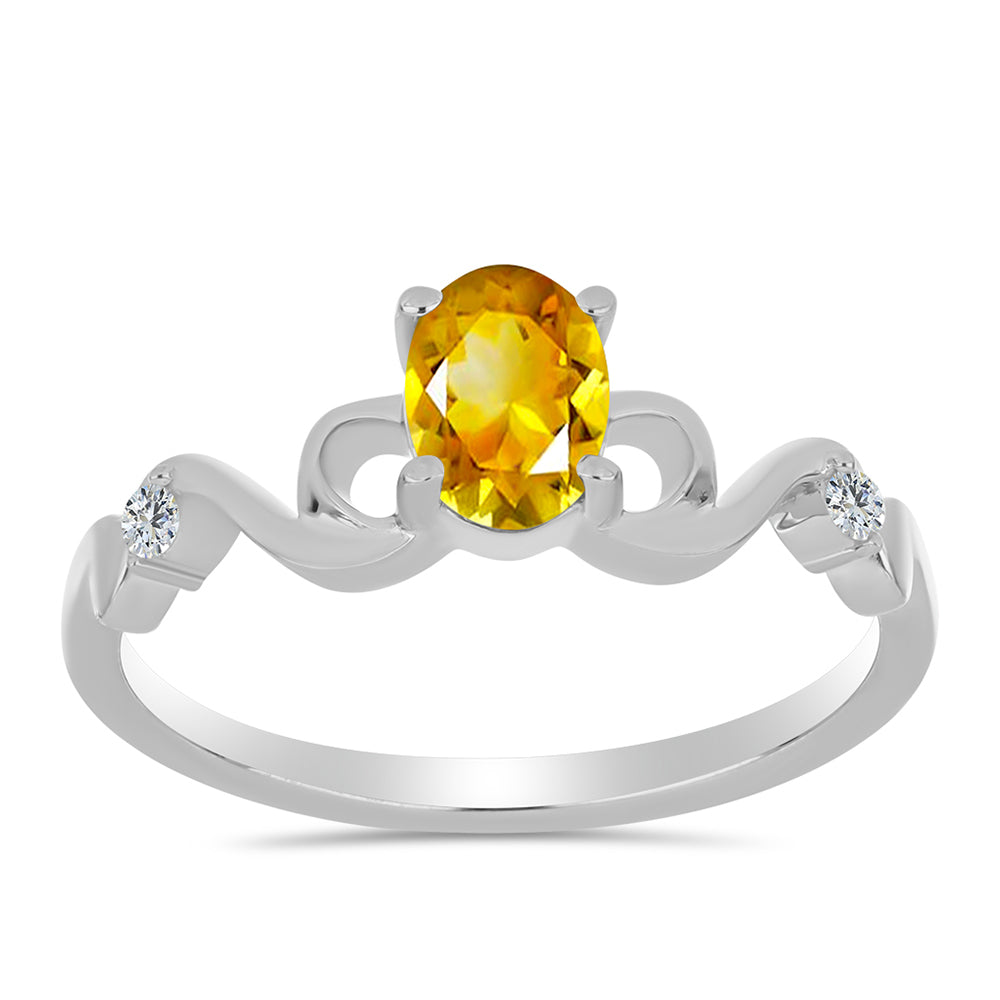 Anillo de Plata con Citrino de los Montes Urales y Topacio Blanco