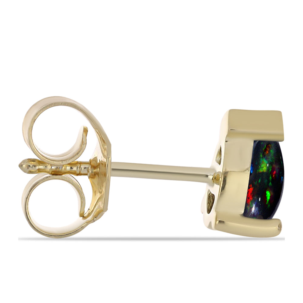 Conjunto de Plata Bañada en Oro con Ópalo negro medianoche Lega Dembi de Ëtiopía ( Pendientes +Anillo )
