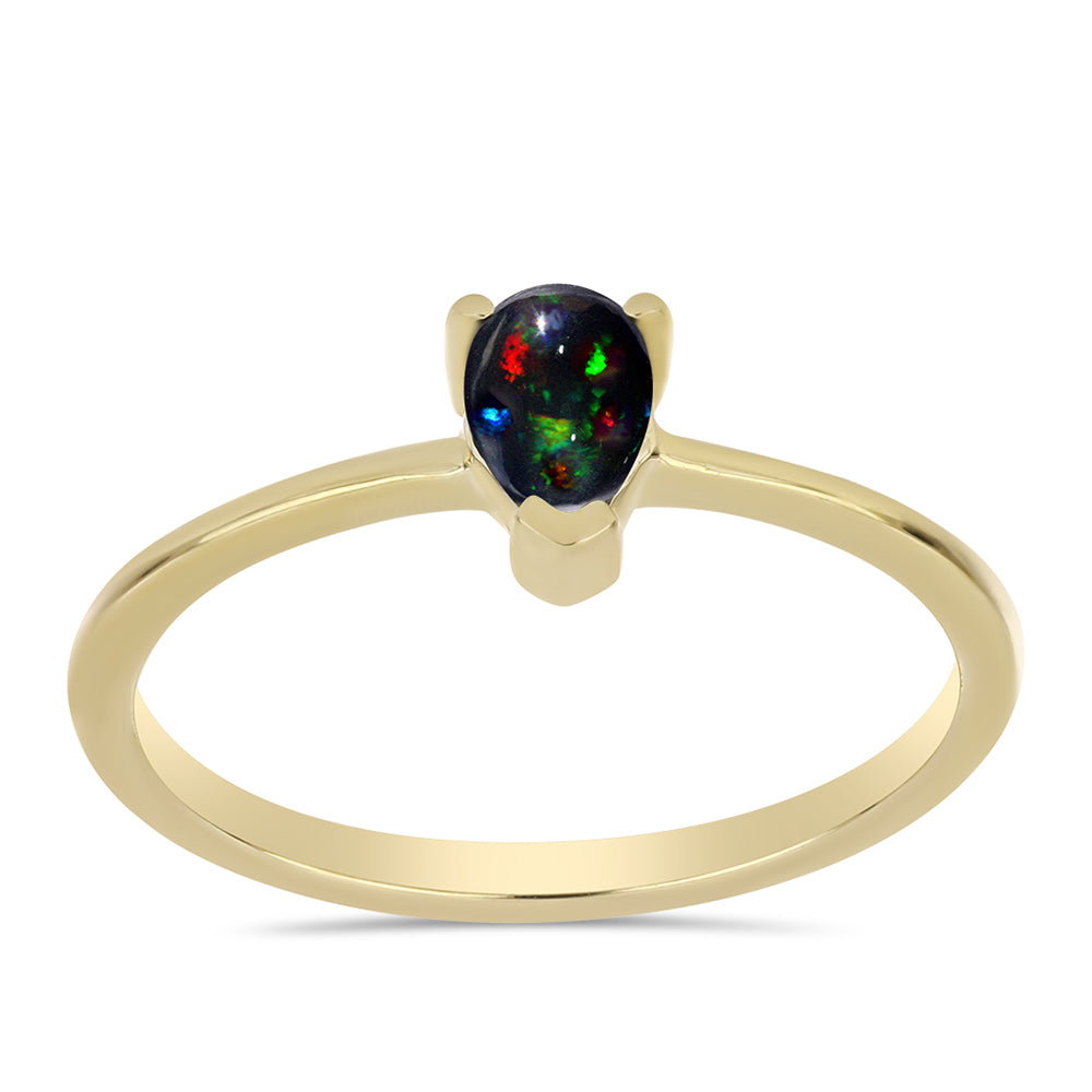 Conjunto de Plata Bañada en Oro con Ópalo negro medianoche Lega Dembi de Ëtiopía ( Pendientes +Anillo )